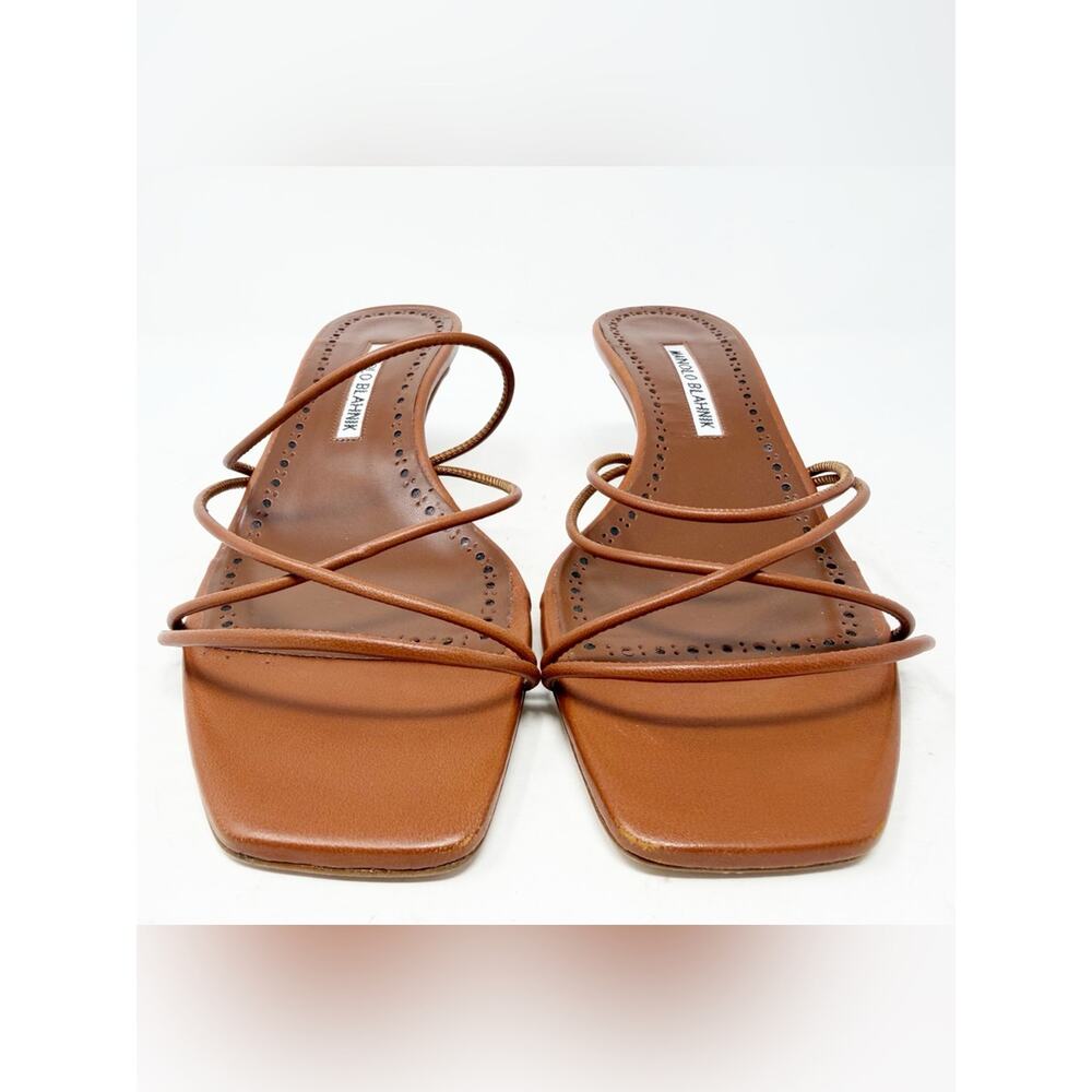 Manolo Blahnik Ninfemu Leather Strappy Sandals Womens Size EU 38.5 - Picture 5 of 9